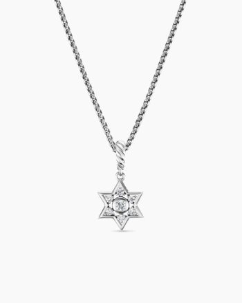 Star of David Pendant Necklace|Sterling Silver with Diamonds, 12mm