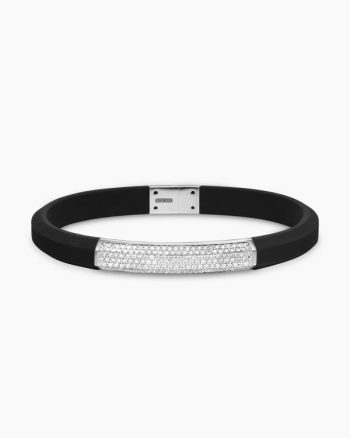 Streamline® ID Bracelet|Black Rubber with Sterling Silver and Diamonds, 8mm