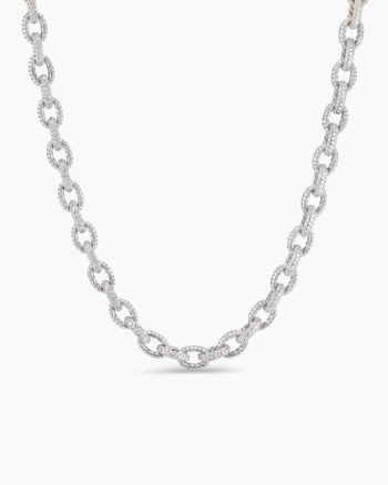 Pavé Link Chain Necklace|White Gold with Diamonds