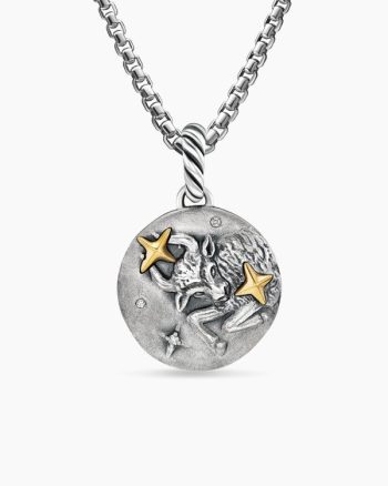 Taurus Amulet|Sterling Silver with 18K Yellow Gold and Diamonds, 19mm