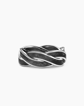 DY Helios™ Band Ring|18K White Gold with Forged Carbon, 9mm