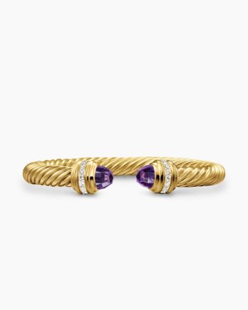 Classic Cablespira® Bracelet|18K Yellow Gold with Amethyst and Diamonds, 7mm