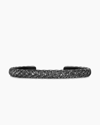 Sculpted Cable Cuff Bracelet|Black Titanium with Black Diamonds, 7mm