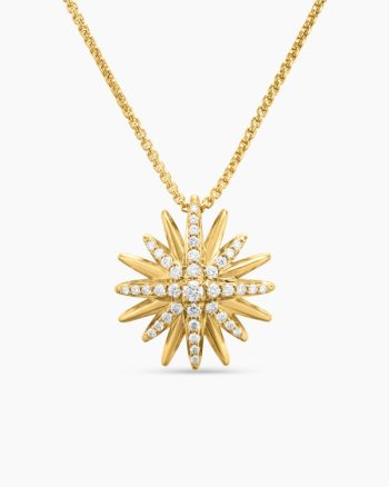 Starburst Pendant Necklace|18K Yellow Gold with Diamonds, 19mm