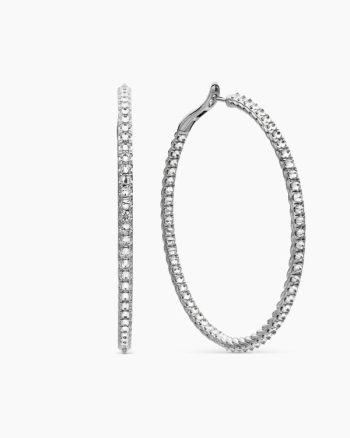 Reverse Set Pavé Hoop Earrings|18K White Gold with Diamonds, 50.5mm