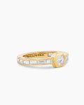 Men's Hex Band Single Stack Ring|Yellow Gold with Diamonds