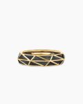 Faceted Band Ring|18K Yellow Gold with Forged Carbon, 6.2mm