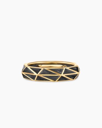 Faceted Band Ring|18K Yellow Gold with Forged Carbon, 6.2mm