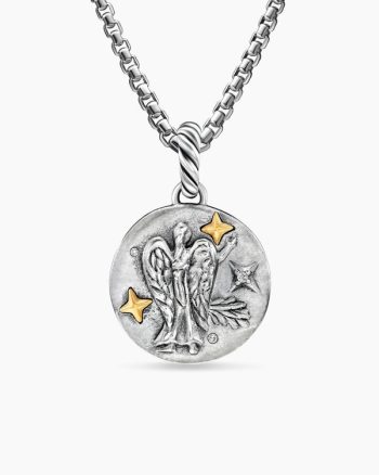 Virgo Amulet|Sterling Silver with 18K Yellow Gold and Diamonds, 19mm