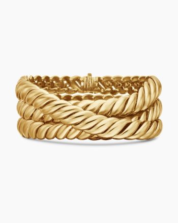 Sculpted Cable Triple Wrap Bracelet|18K Yellow Gold, 8.5mm