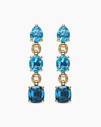 Marbella Drop Earrings|18K Yellow Gold with Blue Topaz and Hampton Blue Topaz, 51mm