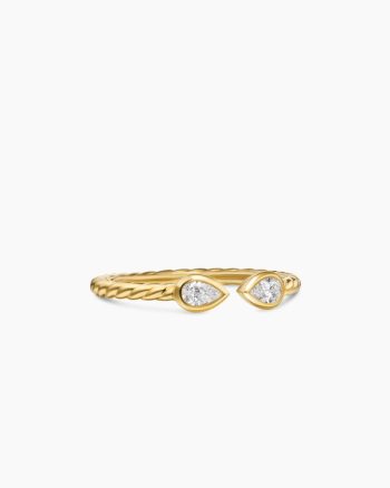 Petite Modern Renaissance® Open Pear Ring|18K Yellow Gold with Diamonds, 3.7mm