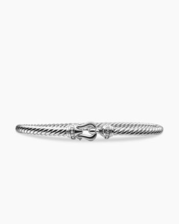 Buckle Cablespira® Bracelet|18K White Gold with Diamonds, 3.5mm