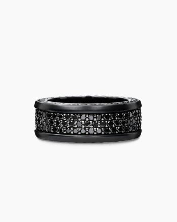 Streamline® Pavé Three Row Band Ring|Black Titanium with Black Diamonds, 8.5mm