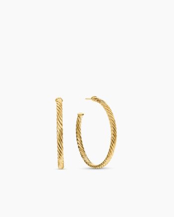 Cablespira® Hoop Earrings|18K Yellow Gold, 1.5in