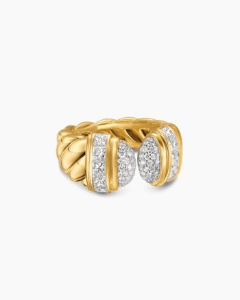 Sculpted Cable Open Cocktail Ring|18K Yellow Gold with Diamonds, 12.4mm