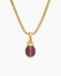 Ladybug Amulet|18K Yellow Gold with Rubies and Black Diamonds, 12.7mm