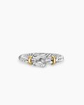 Petite Buckle Ring|Sterling Silver with 18K Yellow Gold and Diamonds, 2mm