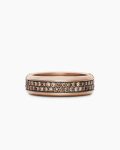 Beveled Two Row Band Ring|18K Rose Gold with Cognac Diamonds, 8mm