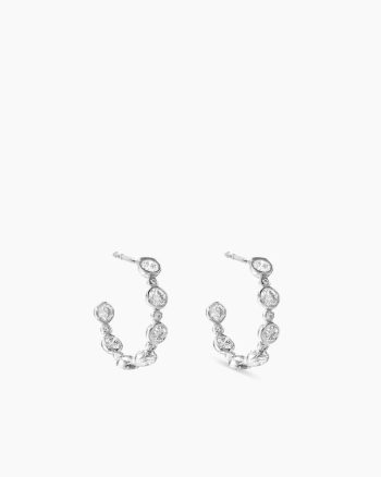 DY Starlight Hoop Earrings|18K White Gold with Diamonds