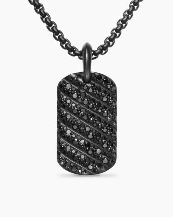 Sculpted Cable Tag|Black Titanium with Black Diamonds, 27mm