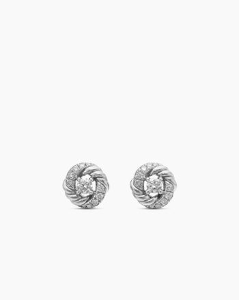 Petite Infinity Stud Earrings|Sterling Silver with Diamonds, 7.8mm