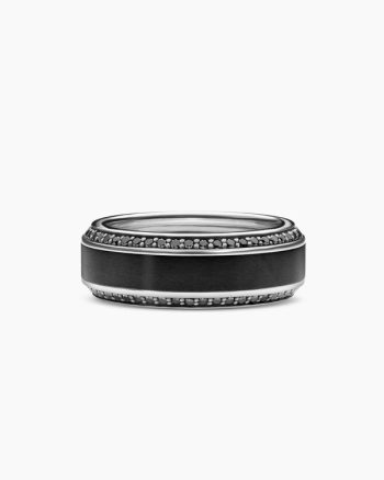 Beveled Band Ring|Black Titanium with Black Diamonds, 8mm
