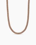 Curb Chain Necklace|18K Rose Gold with Cognac Diamonds, 8mm