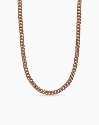 Curb Chain Necklace|18K Rose Gold with Cognac Diamonds, 8mm