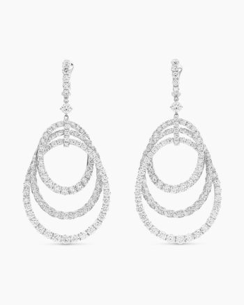Floating Diamonds Drop Earrings|White Gold