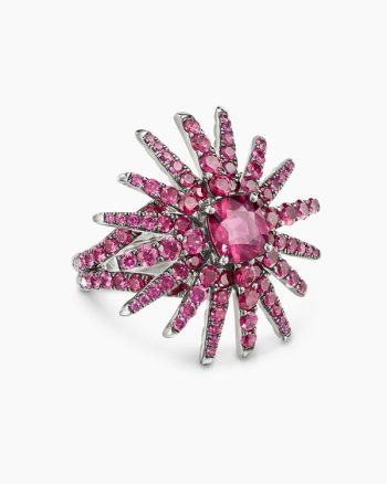 Starburst Ring|White Gold with Ruby and Pavé Pink Sapphires