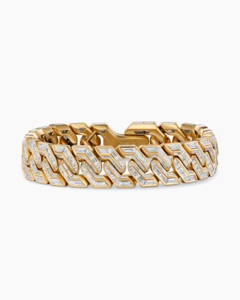 Men's Angular Curb Chain Bracelet|Yellow Gold with Diamonds