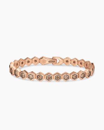 Hex Pavé Tennis Bracelet|18K Rose Gold with Cognac Diamonds, 8mm