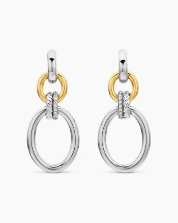 DY Mercer® Circular Drop Earrings|Sterling Silver with 18K Yellow Gold and Diamonds, 50mm