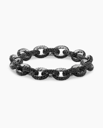 Pavé Link Chain Bracelet|White Gold with Black Diamonds