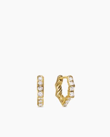 Zig Zag Stax™ Huggie Hoop Earrings|18K Yellow Gold with Diamonds, 13mm