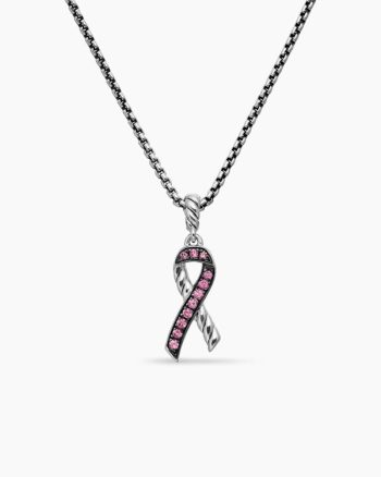 Cable Collectibles® Ribbon Necklace|Sterling Silver with Pink Sapphires, 24.4mm
