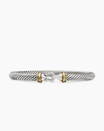 Buckle Classic Cable Bracelet|Sterling Silver with 18K Yellow Gold, 5mm