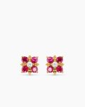 Petite Modern Renaissance® Color Stud Earrings|18K Yellow Gold with Rubies and Diamonds, 8.7mm
