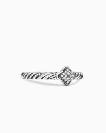 Cable Collectibles® Quatrefoil Stack Ring|Sterling Silver with Pavé Diamonds, 6.6mm