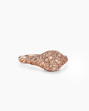 Petite Pavé Pinky Ring|18K Rose Gold with Cognac Diamonds, 7mm
