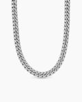 Curb Chain Necklace|Sterling Silver with Diamonds, 11.5mm