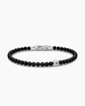 Spiritual Beads Evil Eye Bracelet|Sterling Silver with Black Onyx and Sapphire, 4mm