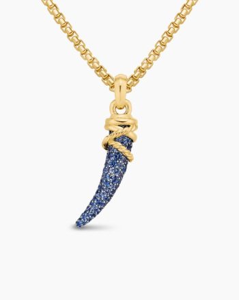 Tusk Amulet|Pavé Blue and Violet Sapphires and 18K Yellow Gold, 29mm