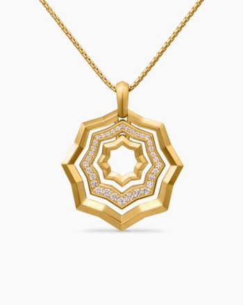Zig Zag Stax™ Pendant Necklace|18K Yellow Gold with Diamonds, 28mm