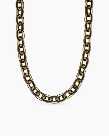 Streamline® Oval Link Necklace|18K Yellow Gold with Forged Carbon, 10.8mm