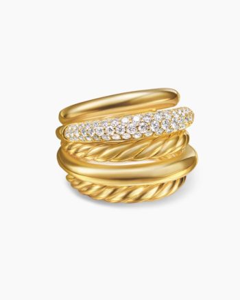 DY Mercer® Multi Row Ring|18K Yellow Gold with Diamonds, 21mm