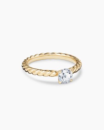 DY Cable Petite Engagement Ring|18K Yellow Gold, Round Brilliant Cut
