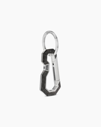 Streamline® Carabineer Keychain|Sterling Silver with Forged Carbon, 57.5mm