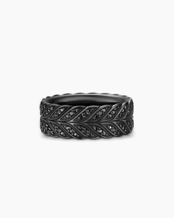 Chevron Pavé Band Ring|Black Titanium with Black Diamonds, 9mm